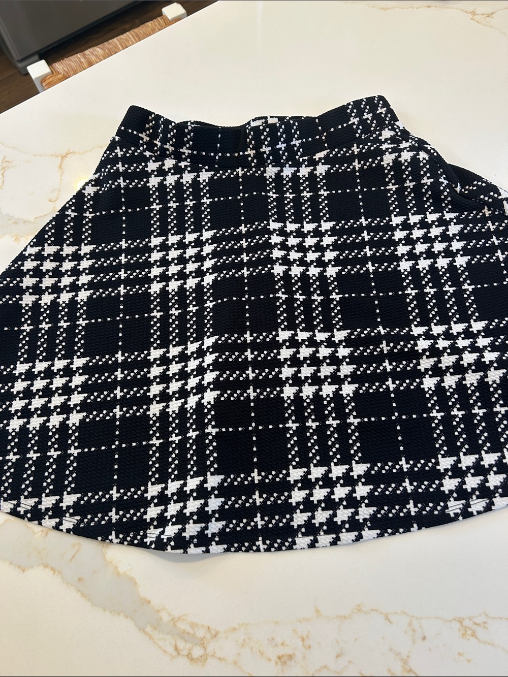 Aqua Black & White Plaid Skater Skirt
